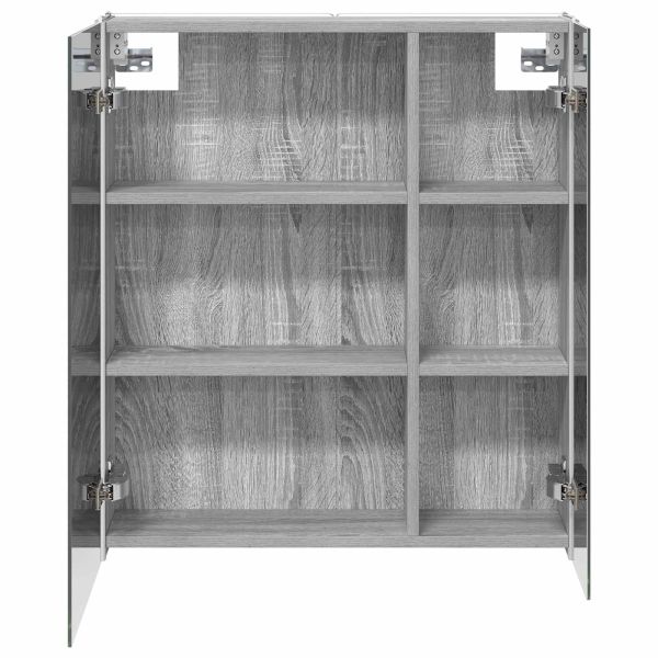 Шкаф с огледало за баня Сив Сонома 63,5 x 15,5 x 70 см