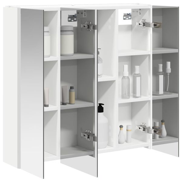 Шкаф с огледало за баня Бяло 63,5 x 15,5 x 60,5 см