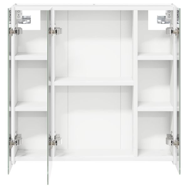 Шкаф с огледало за баня Бяло 63,5 x 15,5 x 60,5 см