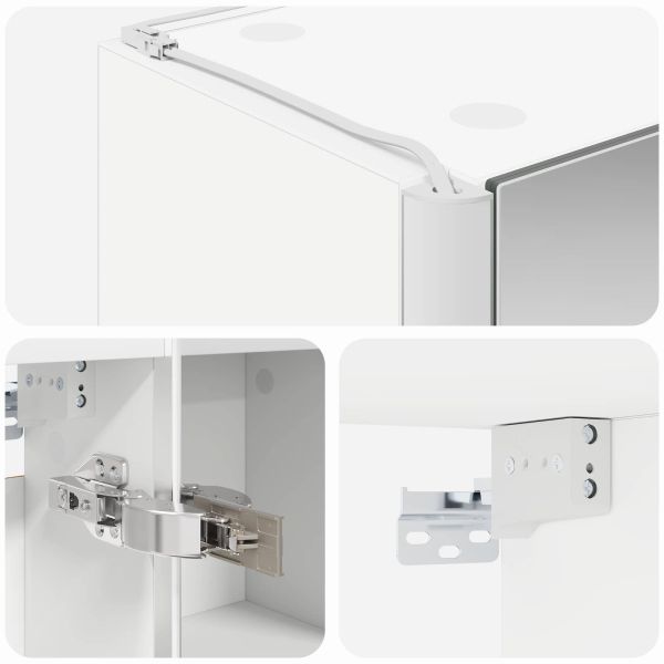 Шкаф с огледало за баня Бяло 63,5 x 15,5 x 60,5 см