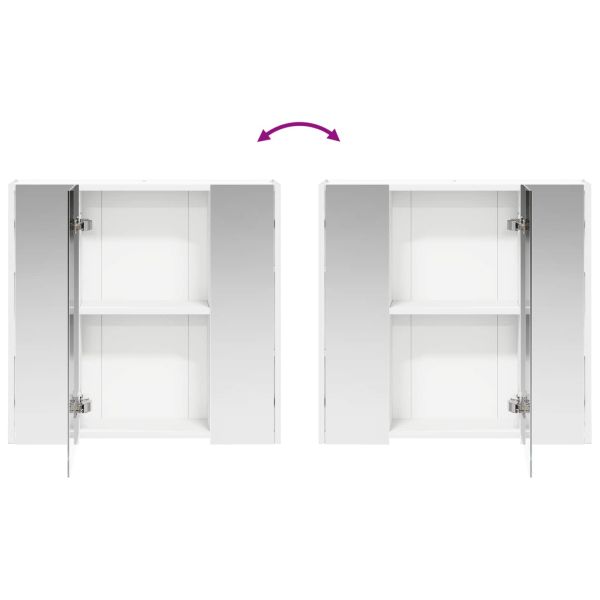 Шкаф с огледало за баня Бяло 63,5 x 15,5 x 60,5 см