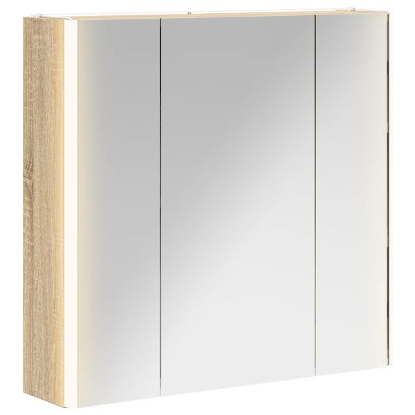 Шкаф с огледало за баня Сонома дъб 63,5 x 15,5 x 60,5 см