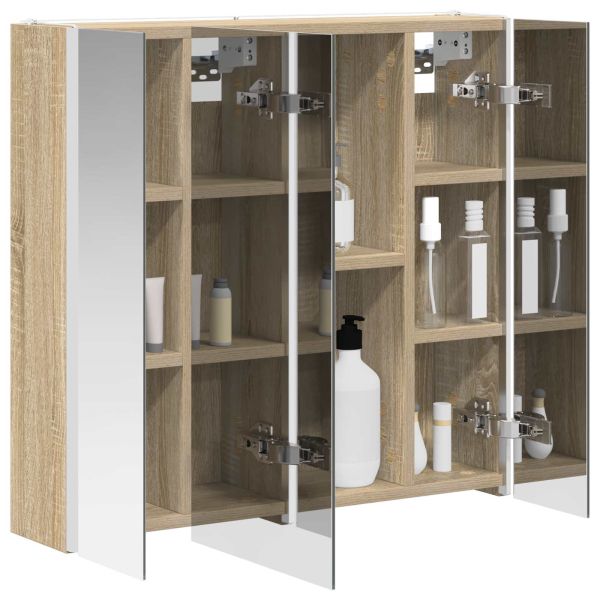 Шкаф с огледало за баня Сонома дъб 63,5 x 15,5 x 60,5 см