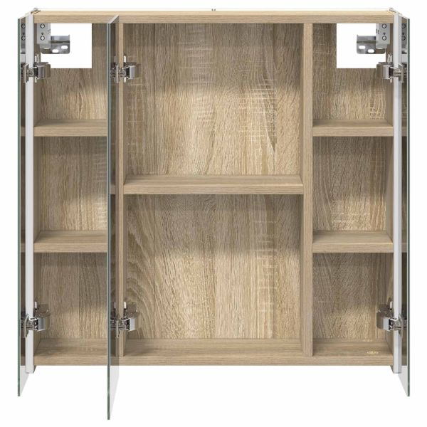 Шкаф с огледало за баня Сонома дъб 63,5 x 15,5 x 60,5 см