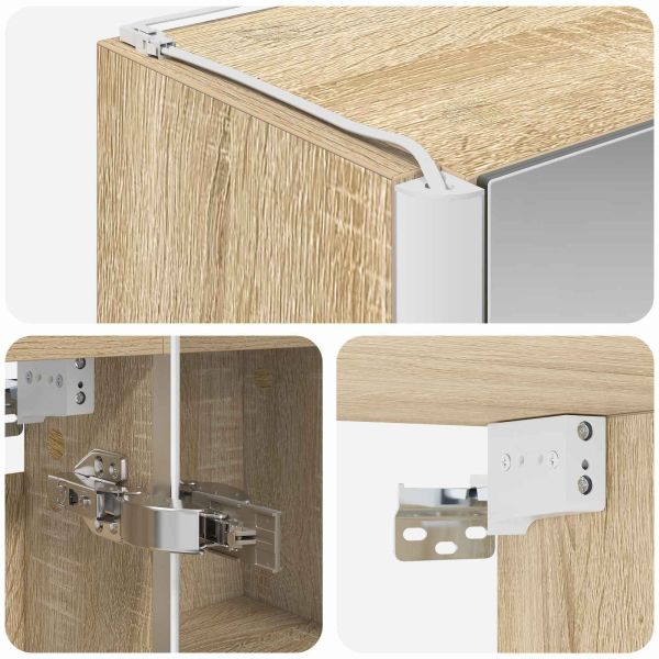 Шкаф с огледало за баня Сонома дъб 63,5 x 15,5 x 60,5 см