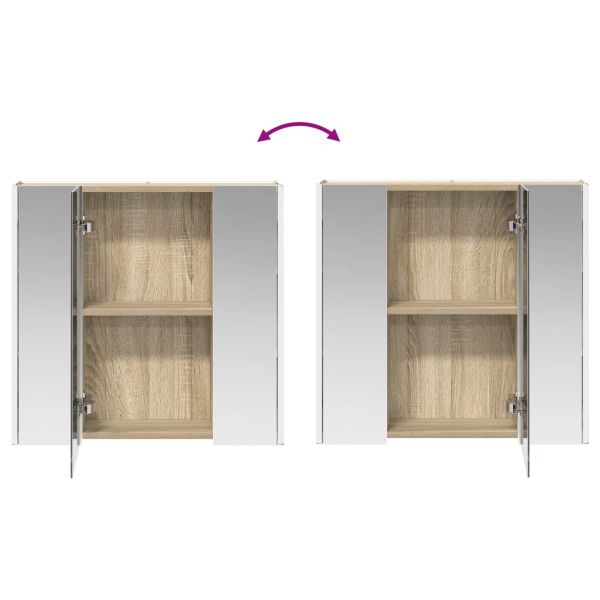 Шкаф с огледало за баня Сонома дъб 63,5 x 15,5 x 60,5 см