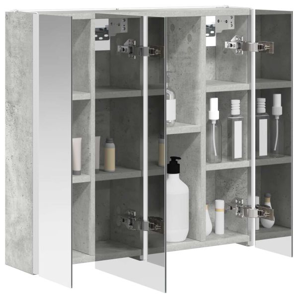 Шкаф с огледало за баня Циментено сиво 63,5 x 15,5 x 60,5 см