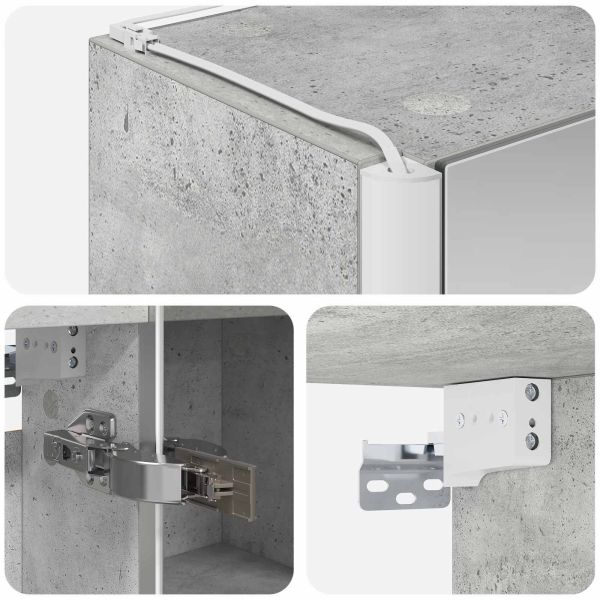 Шкаф с огледало за баня Циментено сиво 63,5 x 15,5 x 60,5 см