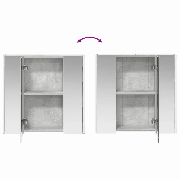 Шкаф с огледало за баня Циментено сиво 63,5 x 15,5 x 60,5 см