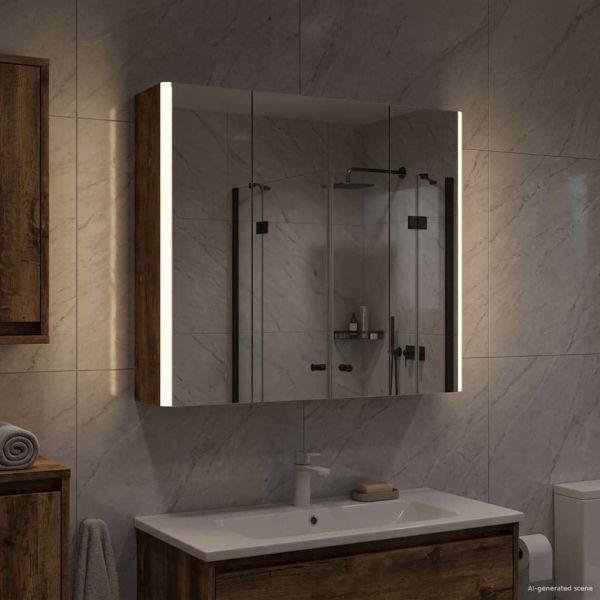 Шкаф с огледало за баня Димян дъб 63,5 x 15,5 x 60,5 см