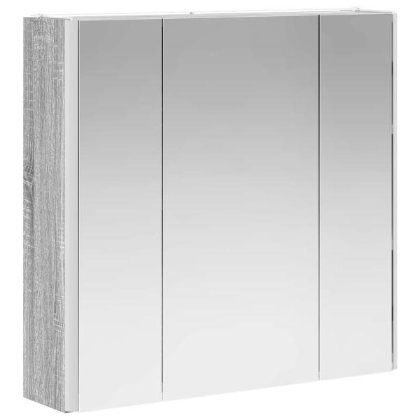 Шкаф с огледало за баня Сив Сонома 63,5 x 15,5 x 60,5 см