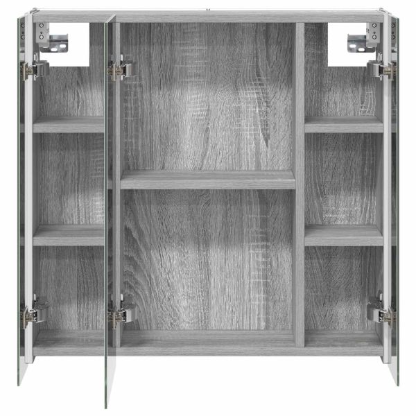 Шкаф с огледало за баня Сив Сонома 63,5 x 15,5 x 60,5 см