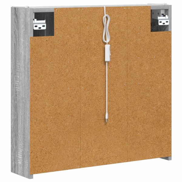 Шкаф с огледало за баня Сив Сонома 63,5 x 15,5 x 60,5 см