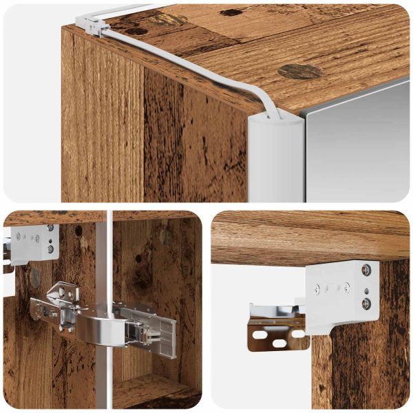 Шкаф с огледало за баня Старо дърво 63,5 x 15,5 x 60,5 см