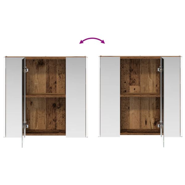 Шкаф с огледало за баня Старо дърво 63,5 x 15,5 x 60,5 см