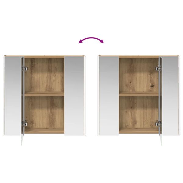 Шкаф с огледало за баня Дъб Артизан 63,5 x 15,5 x 60,5 см