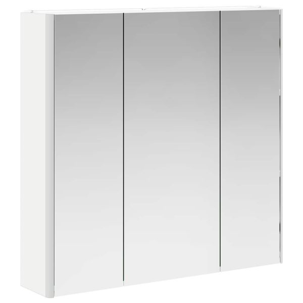 Шкаф с огледало за баня с рафт с врата Бяло 73.5 x 15.5 x 70 см