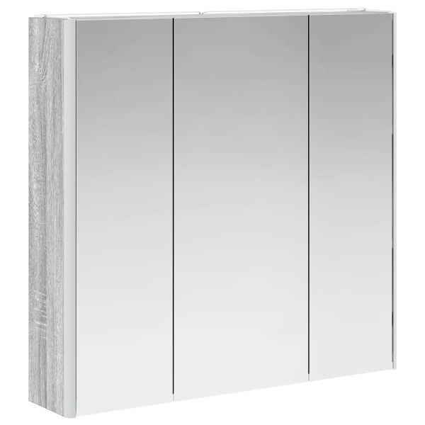 Шкаф с огледало за баня с рафт Сив Сонома 73.5 x 15.5 x 70 см