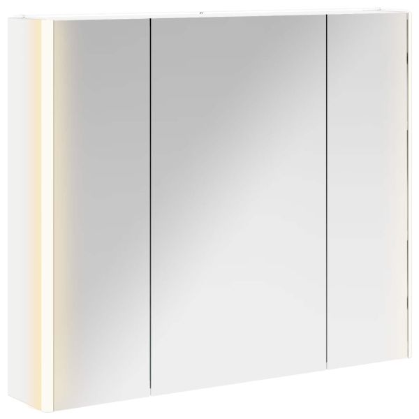 Шкаф с огледало за баня Бяло 83,5 x 15,5 x 70 см