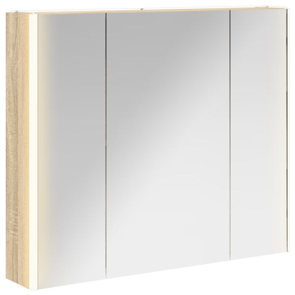 Шкаф с огледало за баня Сонома дъб 83,5 x 15,5 x 70 см
