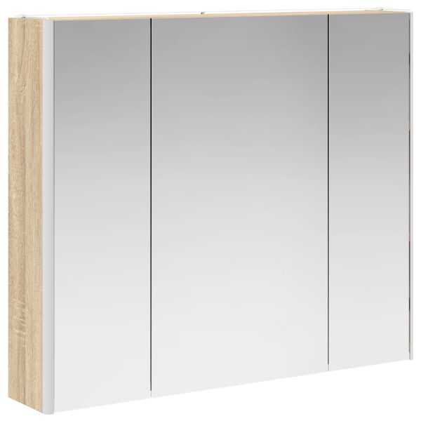 Шкаф с огледало за баня Сонома дъб 83,5 x 15,5 x 70 см