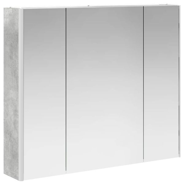 Шкаф с огледало за баня Циментено сиво 83,5 x 15,5 x 70 см