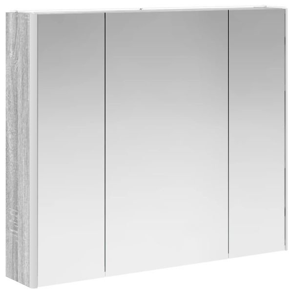 Шкаф с огледало за баня Сив Сонома 83,5 x 15,5 x 70 см