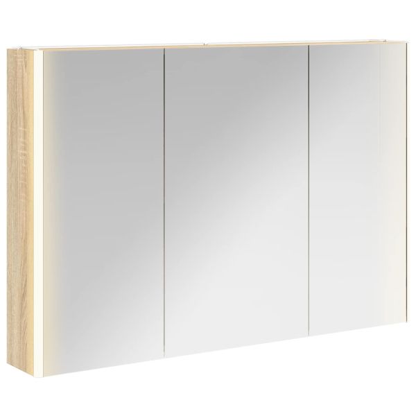 Шкаф с огледало за баня Сонома дъб 103,5 x 15,5 x 70 см