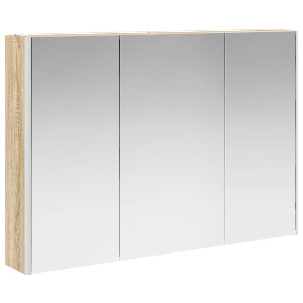 Шкаф с огледало за баня Сонома дъб 103,5 x 15,5 x 70 см