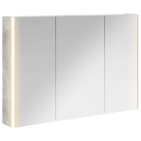 Шкаф с огледало за баня Циментено сиво 103,5 x 15,5 x 70 см