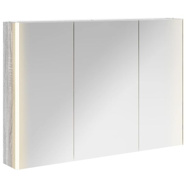 Шкаф с огледало за баня Сив Сонома 103,5 x 15,5 x 70 см