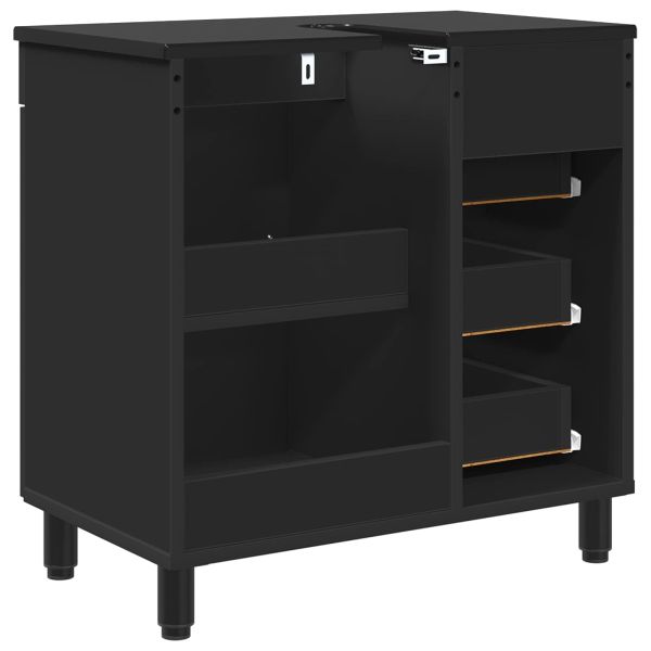 Баня с мивка Черен 60 x 35 x 60 см Инженерен дървен материал