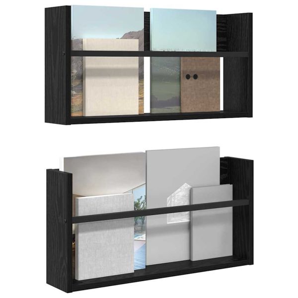 Етажерка за списания с рафт 2 pcs Черния дъб 60 x 12 x 30 см