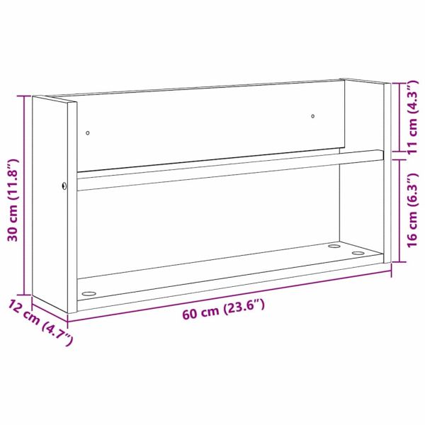 Етажерка за списания с рафт 2 pcs Черния дъб 60 x 12 x 30 см