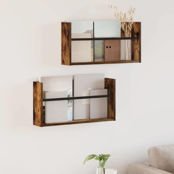 Етажерка за списания с рафт 2 pcs Димян дъб 60 x 12 x 30 см