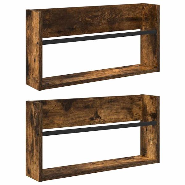 Етажерка за списания с рафт 2 pcs Димян дъб 60 x 12 x 30 см