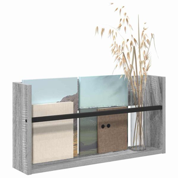 Етажерка за списания Сив Сонома 60 x 12 x 30 см Инженерно дърво