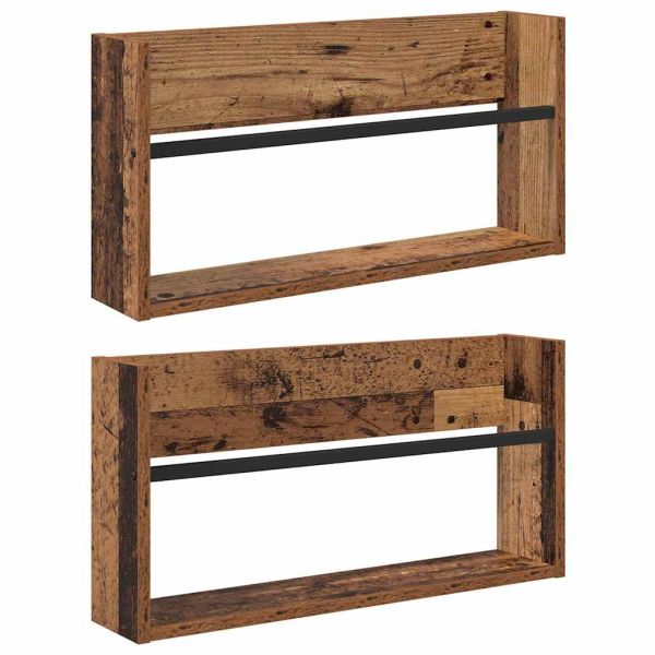 Етажерка за списания с рафт 2 pcs Старо дърво 60 x 12 x 30 см