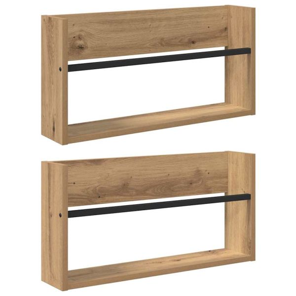 Етажерка за списания 2 pcs Дъб 60 x 12 x 30 см Инженерно дърво