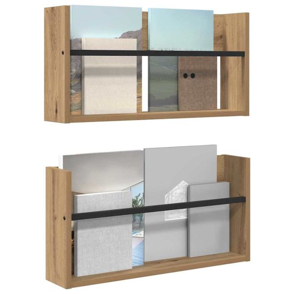 Етажерка за списания 2 pcs Дъб 60 x 12 x 30 см Инженерно дърво