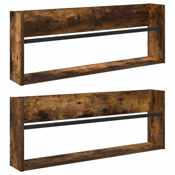Етажерка за списания с рафт 2 pcs Димян дъб 80 x 12 x 30 см