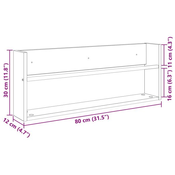 Етажерка за списания с рафт Дъб 80 x 12 x 30 см Инженерно дърво