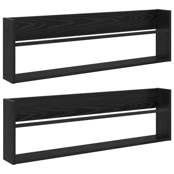 Етажерка за списания с рафт 2 pcs Черния дъб 100 x 12 x 30 см