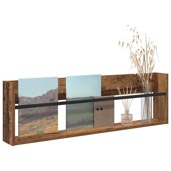 Етажерка за списания с рафт Старо дърво 100 x 12 x 30 см