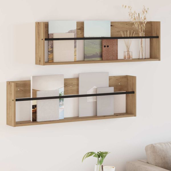 Етажерка за списания 2 pcs Дъб 100 x 12 x 30 см Инженерно дърво