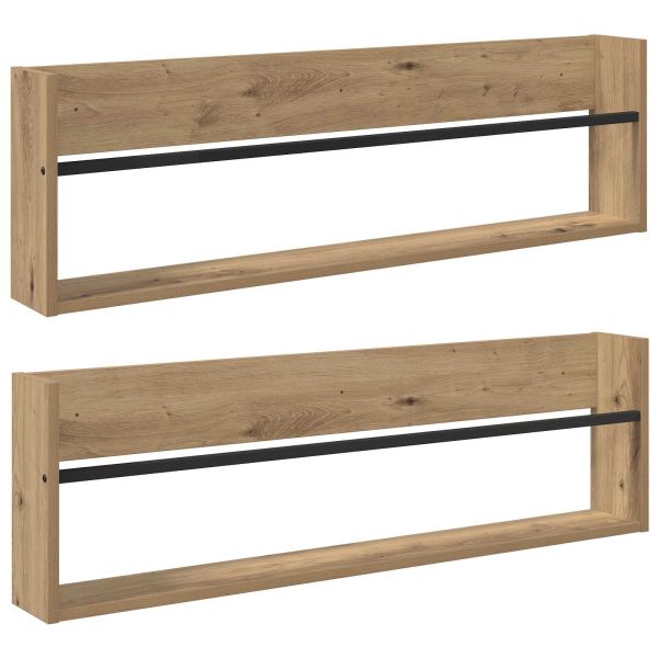 Етажерка за списания 2 pcs Дъб 100 x 12 x 30 см Инженерно дърво