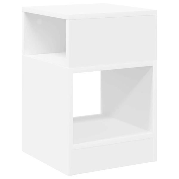 Крайна масичка Бяло 30,5 x 30 x 45 см Инженерно дърво