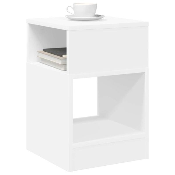 Крайна масичка Бяло 30,5 x 30 x 45 см Инженерно дърво