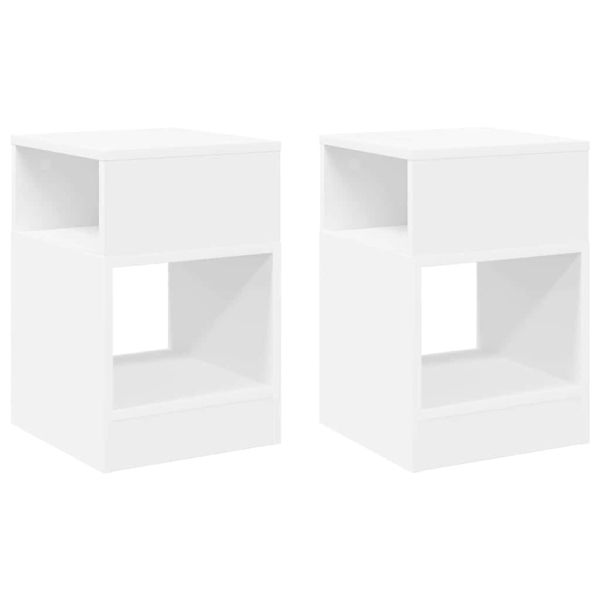 Крайна масичка 2 pcs Бяло 30,5 x 30 x 45 см Инженерно дърво