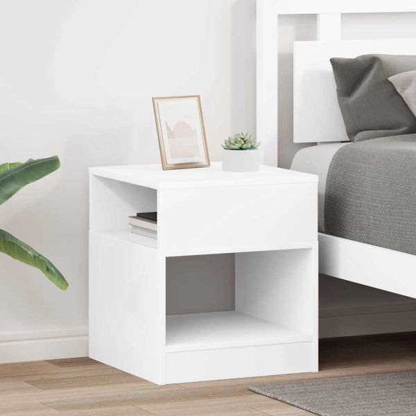 Крайна масичка 2 pcs Бяло 40,5 x 40 x 45 см Инженерно дърво